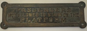 c1890 Original B&O RR Railroad Statio Baltimore & Ohio BRASS Warning Sign