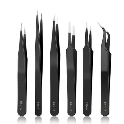 YHYZ 6pcs Precision Tweezers Set, Premium Anti-Static Stainless Steel ESD Twe...