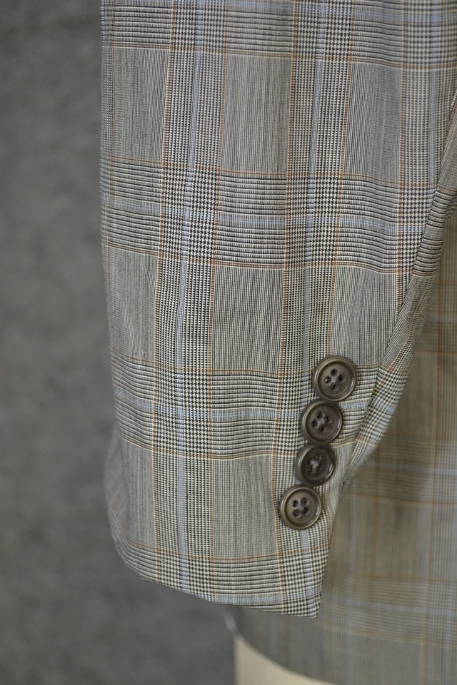 Blazer Kiton Napoli Hombre 38 Gris Ventana Cuadros Saks5th Micron Lana Italia Foto 4 de 4