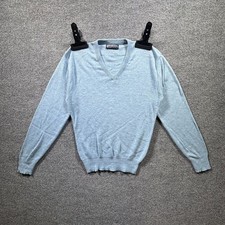 Vintage Puritan Mens L Blue V-Neck Sweater Acrylic Knit Preppy Made in USA