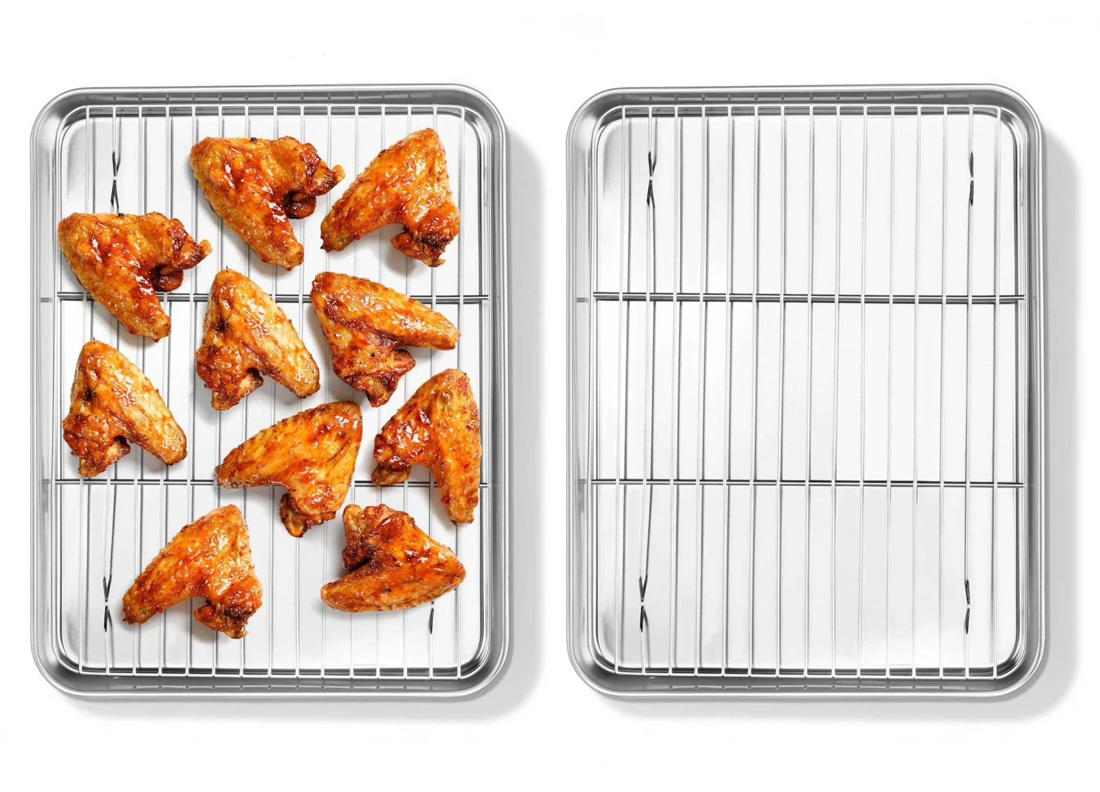 Quarter Sheet Pan with Rack Set (2 Sheets + 2 Racks), 9x13 Stainless Steel Ba...
