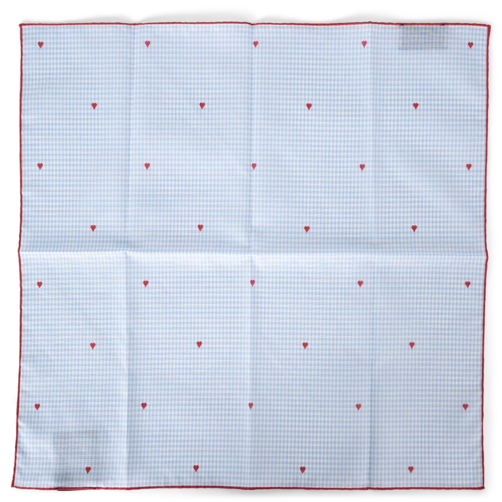 70803 authentique écharpe carrée GUCCI bleu blanc rouge coton 2017 HEART CHECK 45 poches