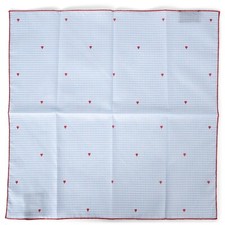 70803 auth GUCCI blue white red cotton 2017 HEART CHECK 45 Pocket Square Scarf