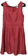 Loft Coral Shift Sleeveless Eyelet Lace Dress Size 6 Peach Pink Cocktail Party