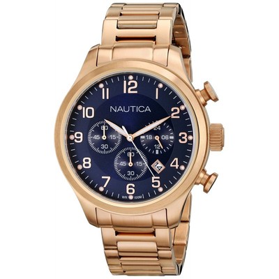 NEW NAUTICA BFD ROSE GOLD TONE, BLUE DIAL,CHRONOGRAPH  display picture 1