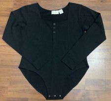 Victoria's Secret Bodysuit Snap Button Womens Vintage Gold Label RARE Size Large