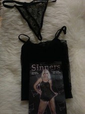 SINNERS - WOMENS EMBROIDERY BABY DOLL SET - ONE SIZE - BLACK OR WHITE