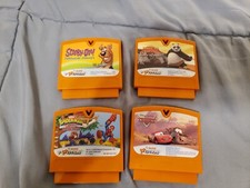 Lot Of 4 VTech VSmile  Motion Game Cartridges Cars,Spider-man,Scooby Fu Panda