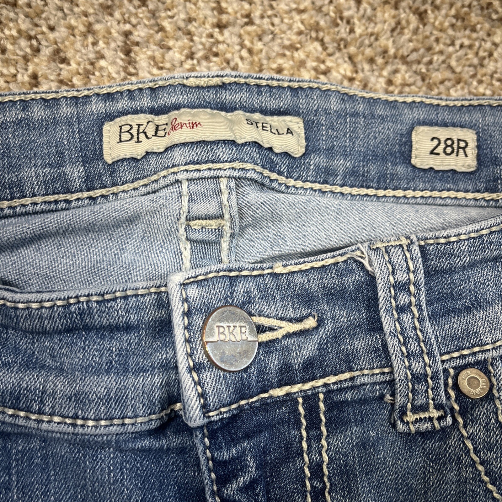 BKE Stella Low Rise Womens Stretch Blue Tapered Leg Jeans Size 28R (32 X 30) - View 4