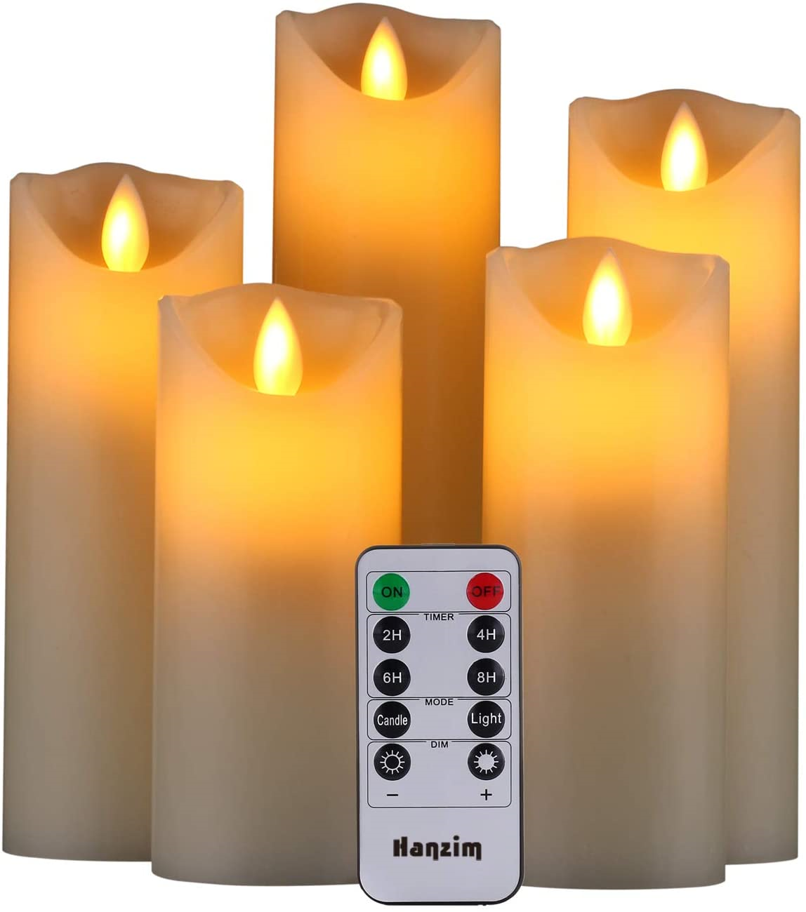 LED Flameless Candles Set Of 5 Real Wax Battery Candle Pillars Remote Control eBay