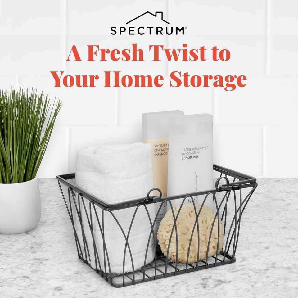 Spectrum Acrylic Storage Spectrum Twist Wire Pantry Basket Storage with Handles-Select Your Size ...