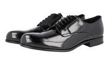 PRADA Polished Leather Dress Shoes - Derby - Black - NEW -  US 7 EU 40