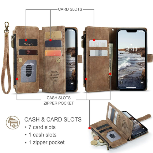 For iPhone 15 14 13 12 11 Pro Max XS XR 8 7 6 Magnetic Leather Cover Wallet Case - Picture 6 of 59