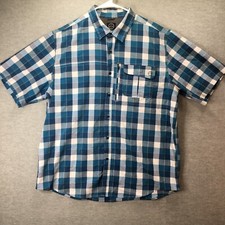 Wrangler ATG Short Sleeve Button Down Shirt Blue Plaid Men's Size XL
