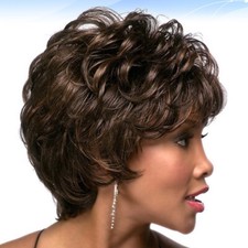 Curly Closure Wig Stylish Black Brown Curls Miss Woman