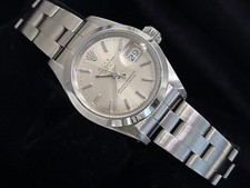 Rolex Date Ladies Stainless Steel Watch Quickset Oyster Band Silver Dial 69160 3