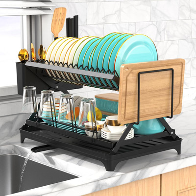 Escurridor de Platos Trastes Dos Niveles Con Daranje Para Cocina Escurreplatos