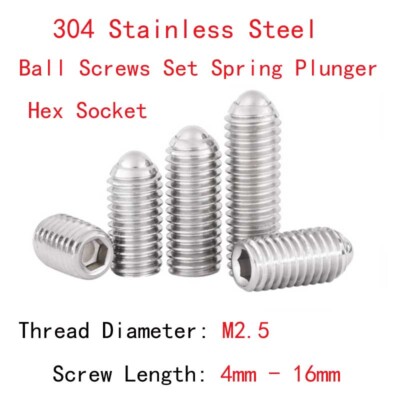 M2.5 304 Stainless Steel Allen Screw Ball Screws Hex Socket Set Spring ...