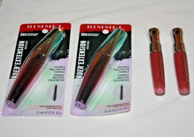 Rimmel Two Stay Glossy Lip Gloss #340 + Two Mascara #003 Lot Of 4 Sealed /In Box