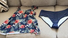 Women's XL Blue Floral Tankini,Bathing Suit w Adjustable Straps, Brand New