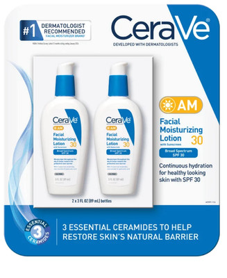 CeraVe AM Facial Moisturizing Lotion SPF 30 3oz x2 Sunscreen
