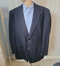Austin Reed Blazer Mens sz 46L Navy Blue Jacket Sport Coat Two Button Gold USA