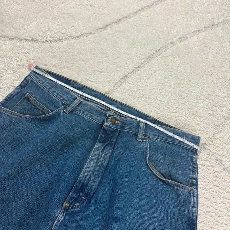 VTG Wrangler 90s Baggy Oversized Relaxed Blue Sz 38 Carpenter Denim Shorts Jorts image 10