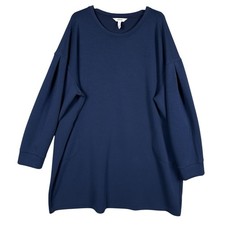 Spanx 3X Air Essentials Navy Blue Crewneck Dress Buttery Soft Comfort Athleisure