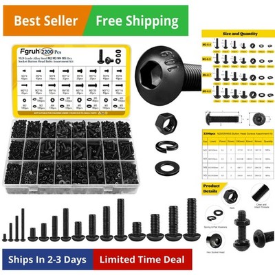 2200PCS Metric Screws Assortment Kit, Hex Socket Button Head Assorted kit, Ma...