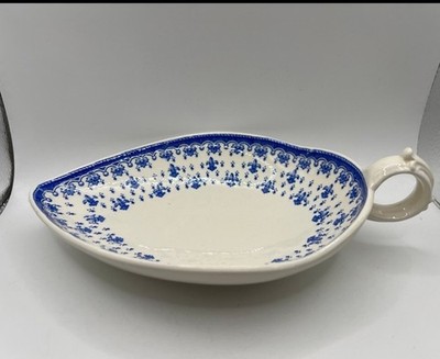 Spode Copeland Fleur-de-Lis Gravy Boat Blue White Ceramic Glossy England
