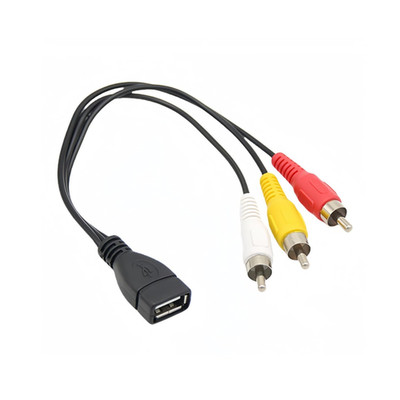 0.2M/0.65FT USB to 3RCA Cable, USB Female to 3 RCA AV Cable Adapter for PC TV (0
