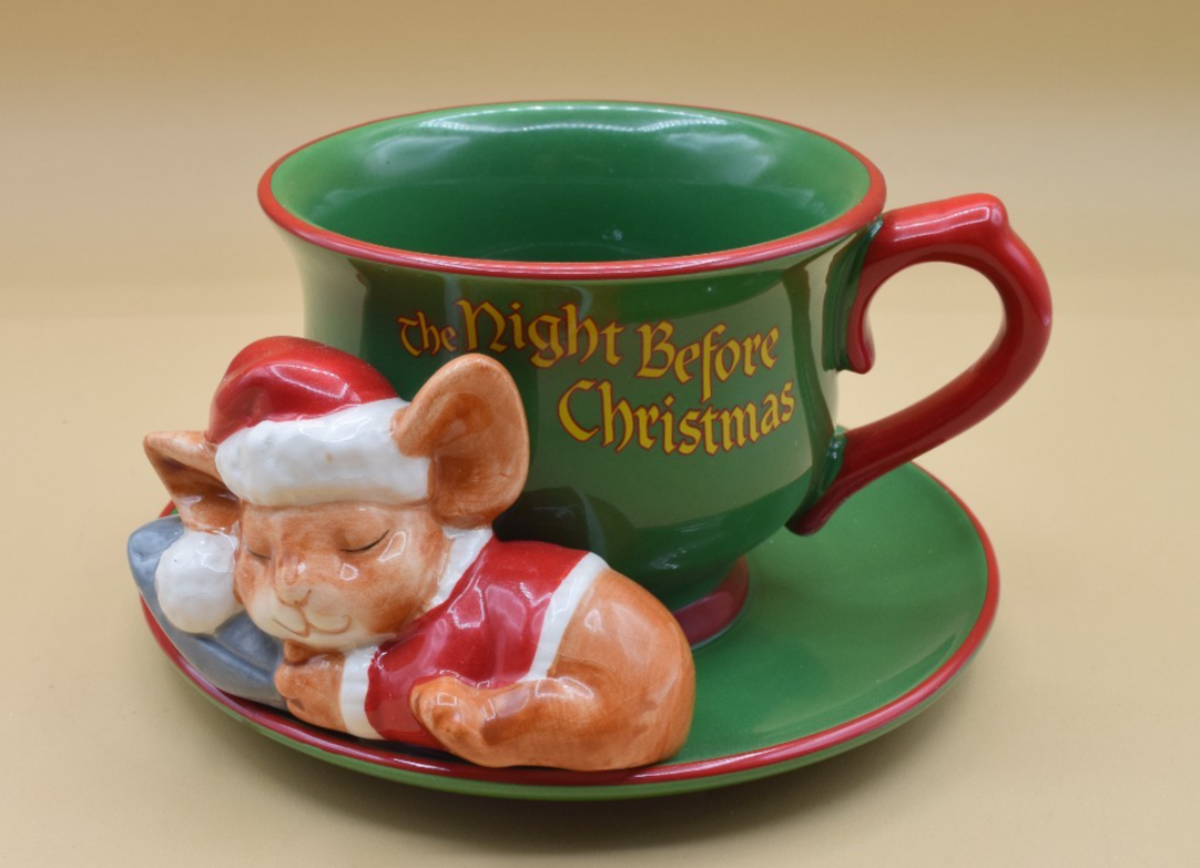 Christmasセール♪TELUSGIZER Refine 美容機器寝るだけ◎ The Night Before Christmas Cup & Saucer Sleeping Mouse Teleflora