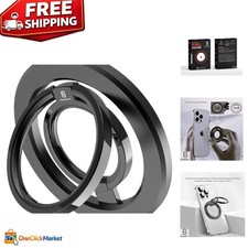 Sleek Black Magnetic Ring Grip for Phones   Universal Compatibility  Durability
