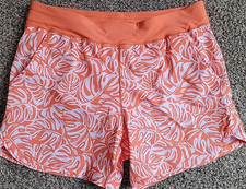 LANDS' END 3" Swim Shorts w/ Panty Orange 16 Women's Floral Pockets S1022