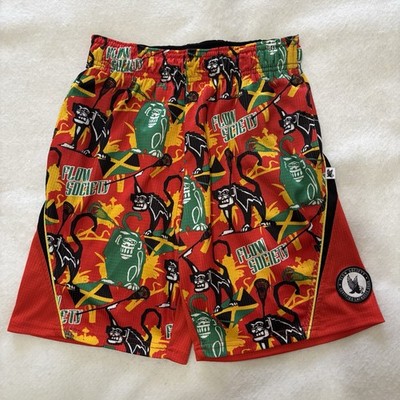 Flow Society Youth Lacrosse Shorts Red Black Green Monkey Boys Size Small Kids