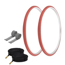 PRO TIRES 700 x 25 RED P-1035 W/TUBES RIM STRIPS 48mm Schrader Valve