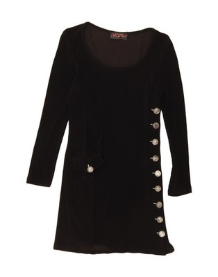 Phard Damen Langarm Basic Kleid UK 12 Medium Schwarz Viskose AF03