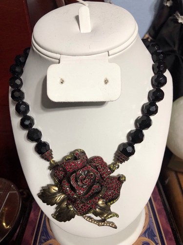 Collier 3 rangs vintage HEIDI DAUS rose rose élégance fausses Collier 3 rangs vintage HEIDI DAUS rose rose élégance fausses