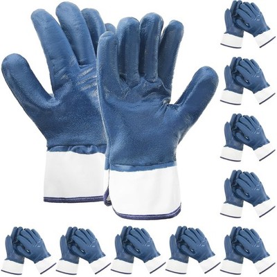10 Pair Oil Resistant Gloves for Men, Nitrile Heavyweight Fully Coated Work G...