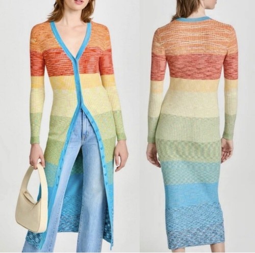 STAUD Shoko Multicolored Ribbed Knit Sweater dress Medium