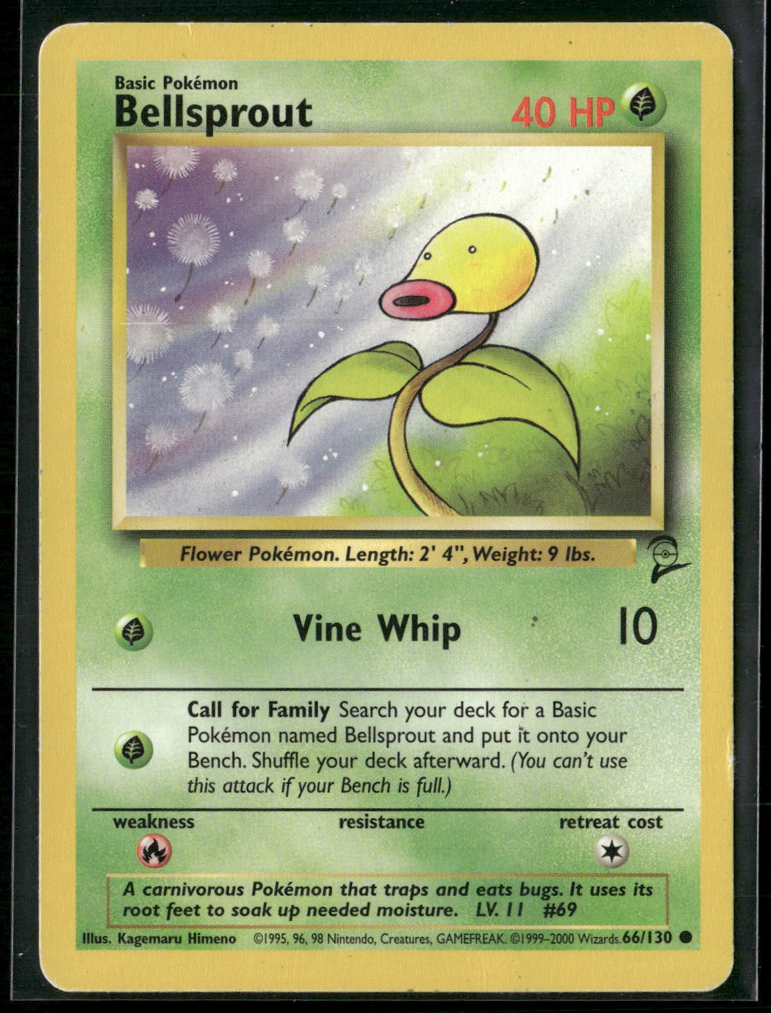 Bellsprout 66/130 Common Base Set 2 Pokemon Heavily Played