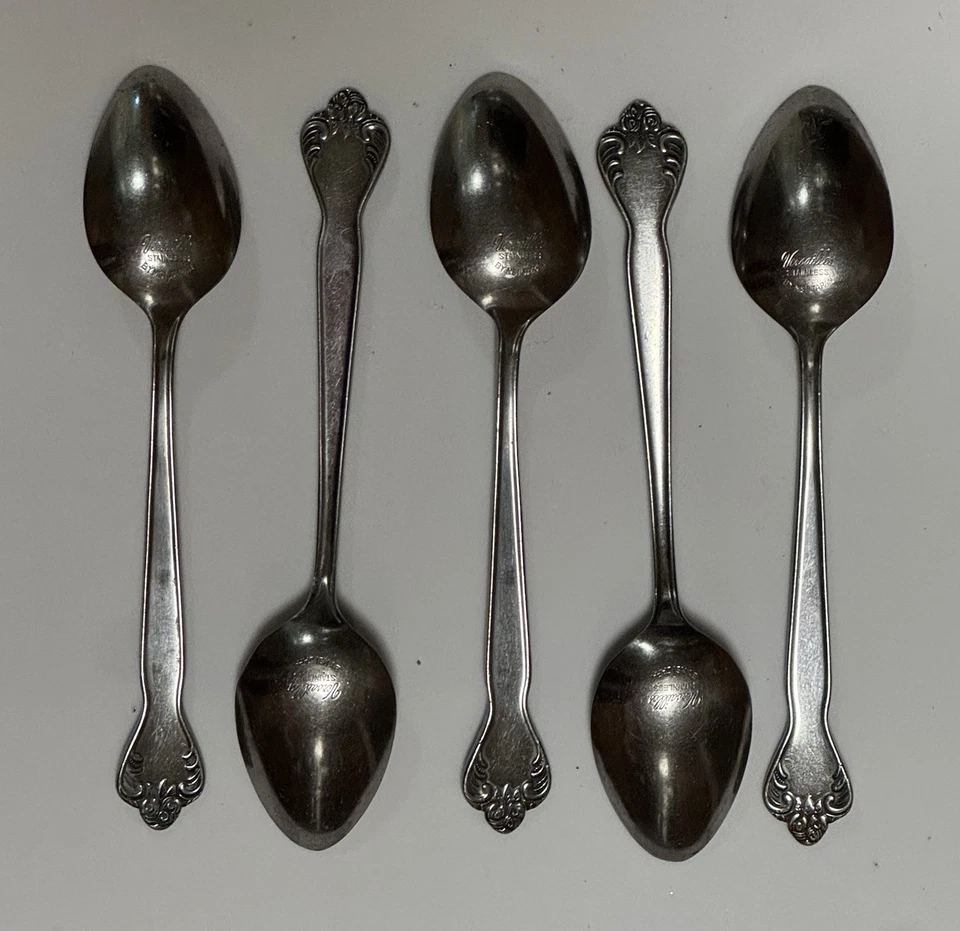 Juego de 5 cucharaditas de acero inoxidable vintage MSI Japón patrón Versalles Foto 2 de 4