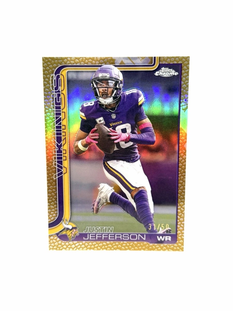 JUSTIN JEFFERSON 2025 Topps Chrome Football Leather Gold Refractor