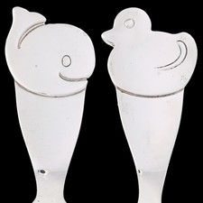 Rare Sterling Silver 925 Tiffany Whale Duck Baby Infant Feeding Spoon Fork Set