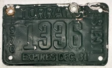 VINTGE 1970 TORRANCE CALIFORNIA OIL WELL LICENSE PLATE 1336