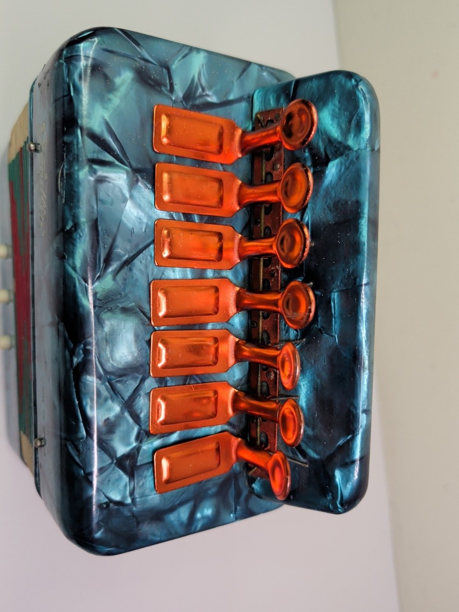 Vintage Goodlin Button Box Accordion Pearloid Blue MOTS Finish