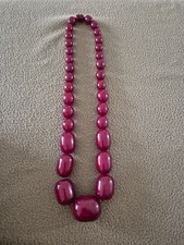 ANTIKE Collier Sautoir KIRSCH BERNSTEIN BAKELIT PERLEN HALSKETTE MARMORIERT 125G