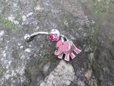pink elephant belly button ring piercing body...