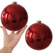 Rose Red 6.0" Christmas Balls - Extra Large Christmas Tree Decorations Shiny ...