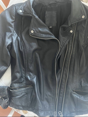 Leather Mania Bikerjacke, Herren, Leder, Schwarz, Größe L, Gesteppt, Kurz